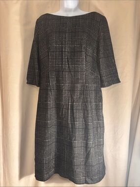 Hugo Boss Classic Black & White Plaid Shift Dress